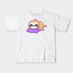 Cute Sloth Sleeping On Pillow Kids T-Shirt